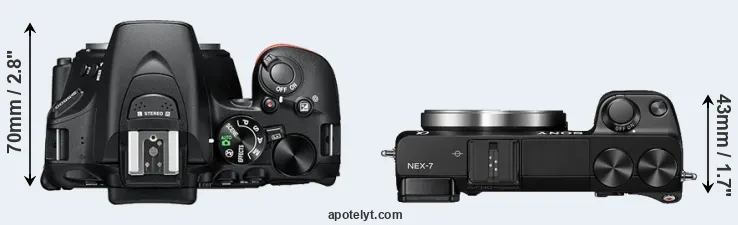 Compare D5600 versus NEX-7 top