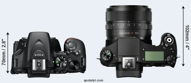 Compare D5600 versus RX10 top