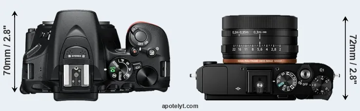 Compare D5600 versus RX1R II top