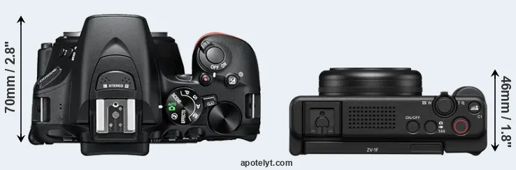Compare D5600 versus ZV-1F top