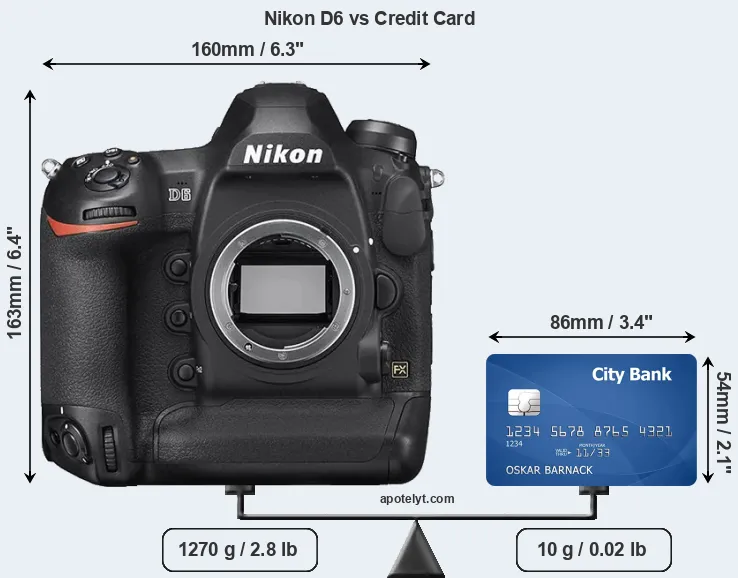 Nikon D6 vs credit card front