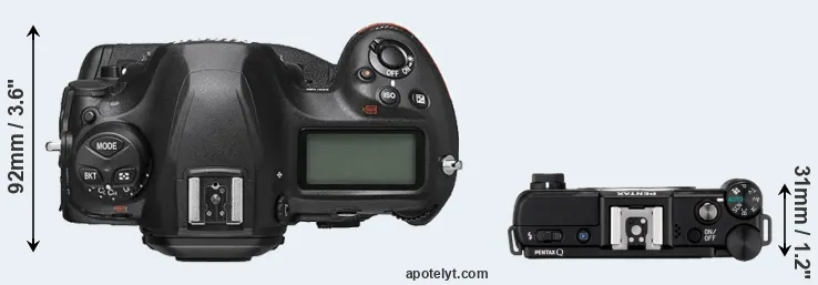 Compare D6 versus Pentax Q top