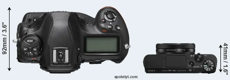 Compare D6 versus RX100 V top