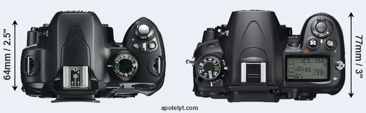 Compare D60 versus D7000 top