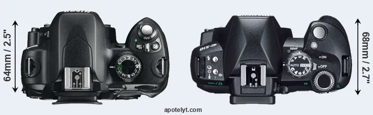 Compare D60 versus E-510 top