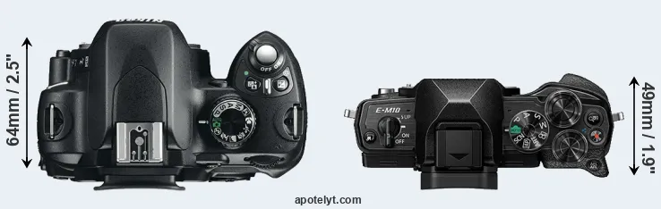 Compare D60 versus E-M10 IV top