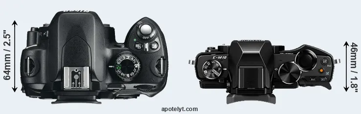Compare D60 versus E-M10 top