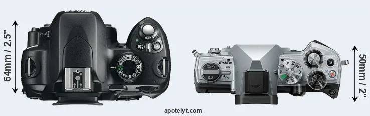 Compare D60 versus E-M5 III top