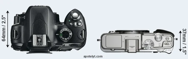Compare D60 versus E-P5 top