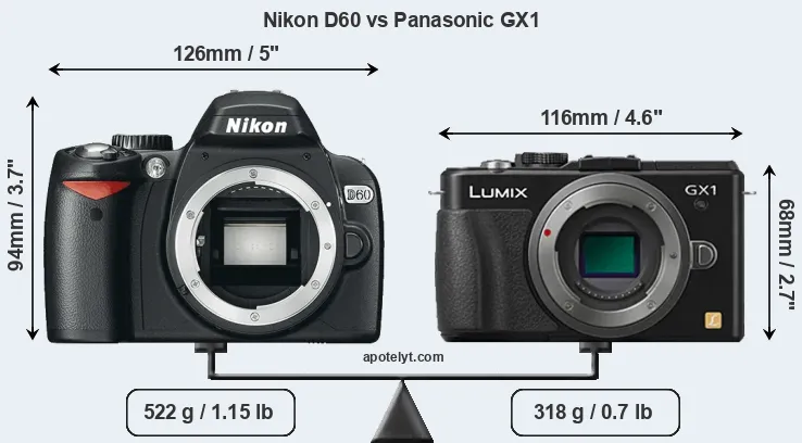 Size Nikon D60 vs Panasonic GX1