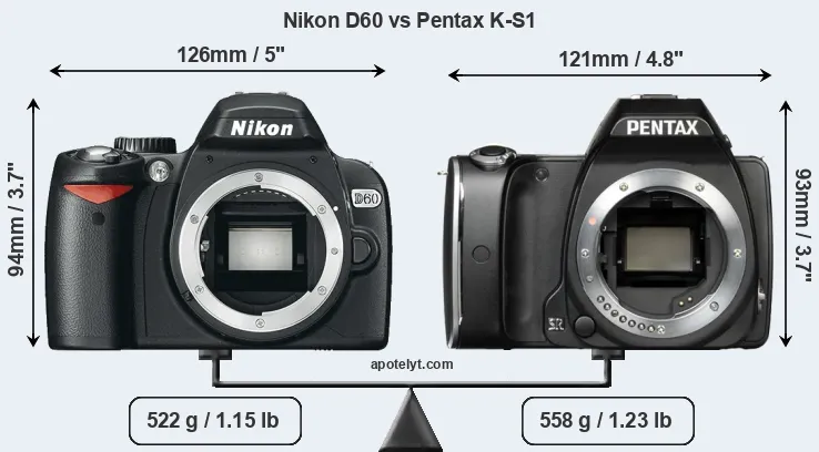 Size Nikon D60 vs Pentax K-S1