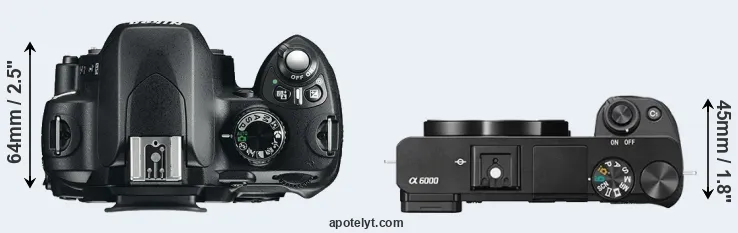 Compare D60 versus A6000 top