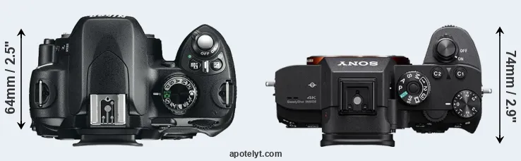 Compare D60 versus A7R III top