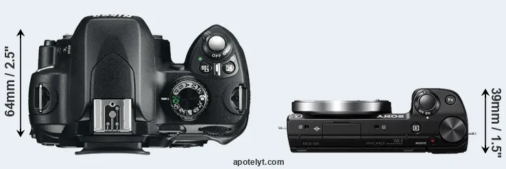 Compare D60 versus NEX-5R top