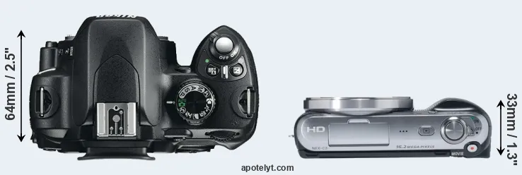 Compare D60 versus NEX-C3 top