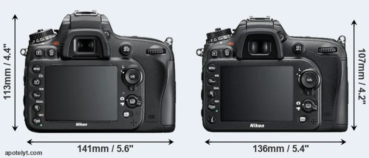 Comparison D600 or D7200 rear