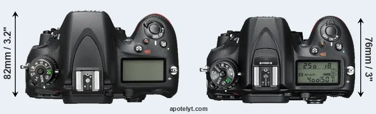 Compare D600 versus D7200 top