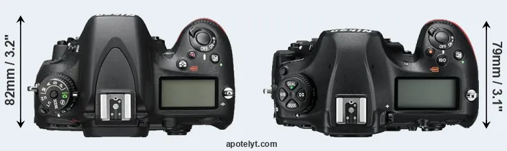 Compare D600 versus D850 top