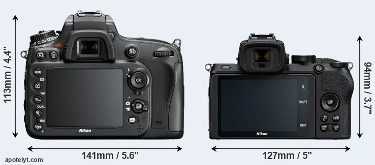 Comparison D600 or Z50 rear