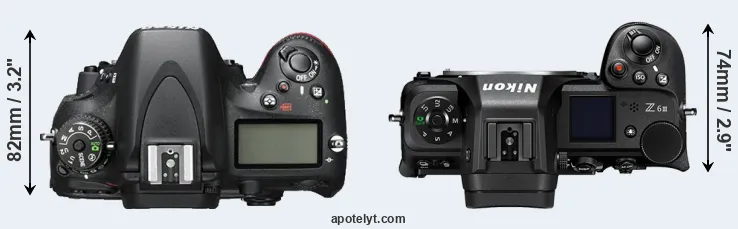 Compare D600 versus Z6 III top