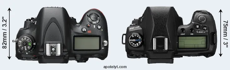 Compare D600 versus E-30 top
