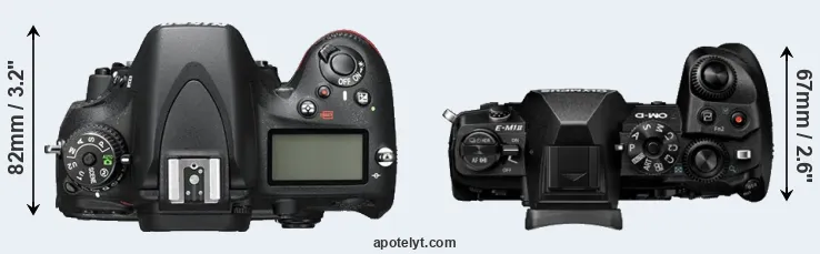 Compare D600 versus E-M1 II top
