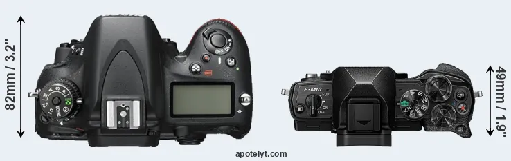 Compare D600 versus E-M10 IV top