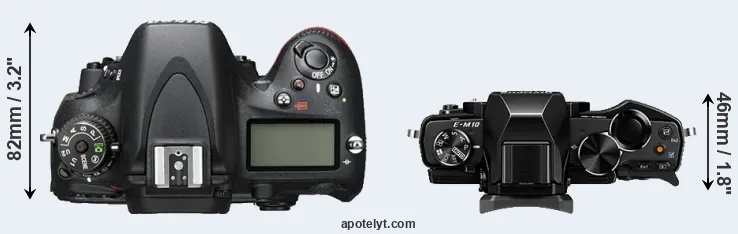 Compare D600 versus E-M10 top
