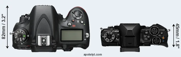 Compare D600 versus E-M5 II top