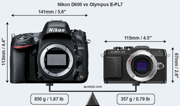 Size Nikon D600 vs Olympus E-PL7