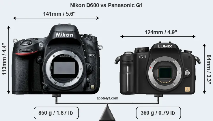 Size Nikon D600 vs Panasonic G1
