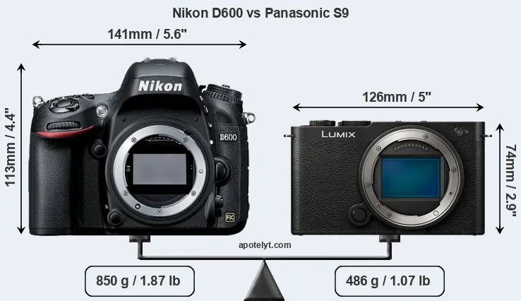 Size Nikon D600 vs Panasonic S9