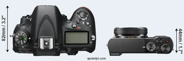 Compare D600 versus TZ100 top