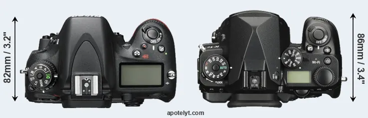 Compare D600 versus K-1 II top