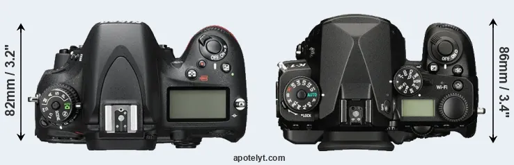 Compare D600 versus K-1 top