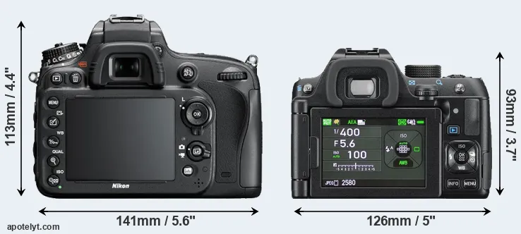 Comparison D600 or K-70 rear