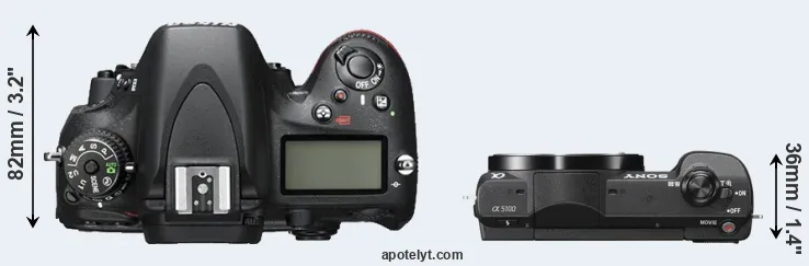Compare D600 versus A5100 top