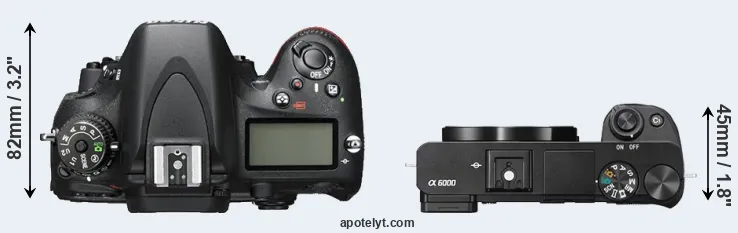 Compare D600 versus A6000 top