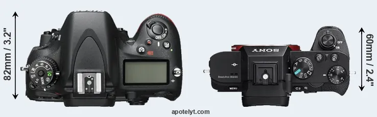 Compare D600 versus A7 II top
