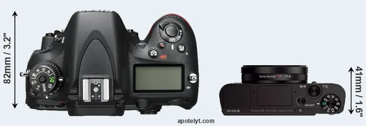 Compare D600 versus RX100 III top