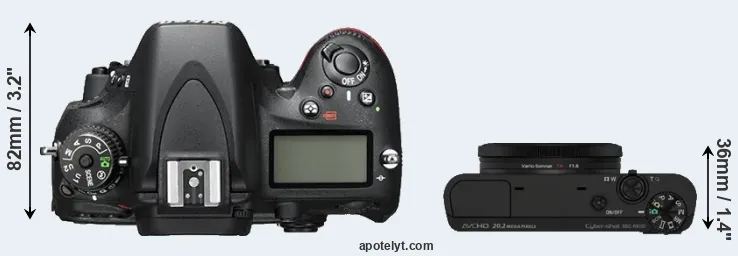 Compare D600 versus RX100 top