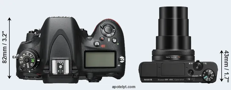 Compare D600 versus RX100 VII top