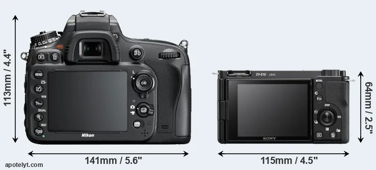 Comparison D600 or ZV-E10 rear