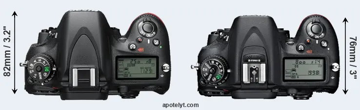Compare D610 versus D7100 top
