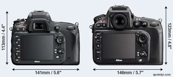 Comparison D610 or D800 rear