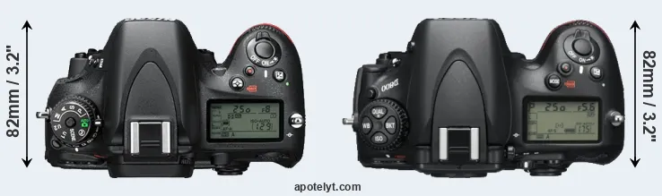 Compare D610 versus D800 top