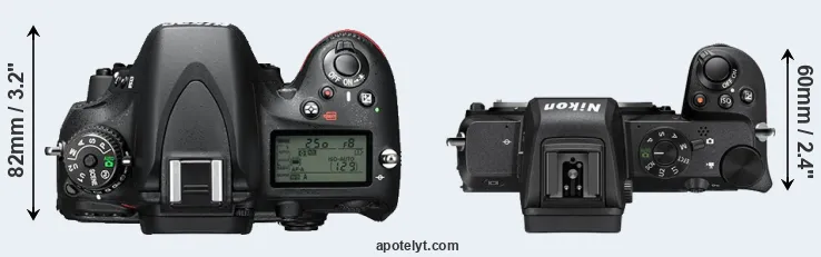 Compare D610 versus Z50 top