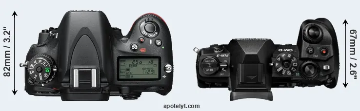 Compare D610 versus E-M1 II top