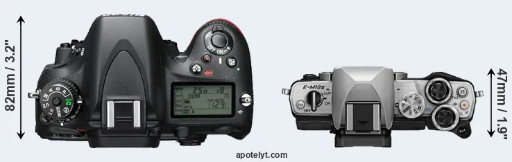 Compare D610 versus E-M10 II top