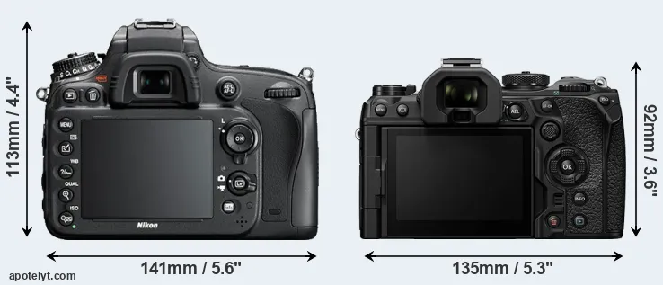 Comparison D610 or OM-1 II rear